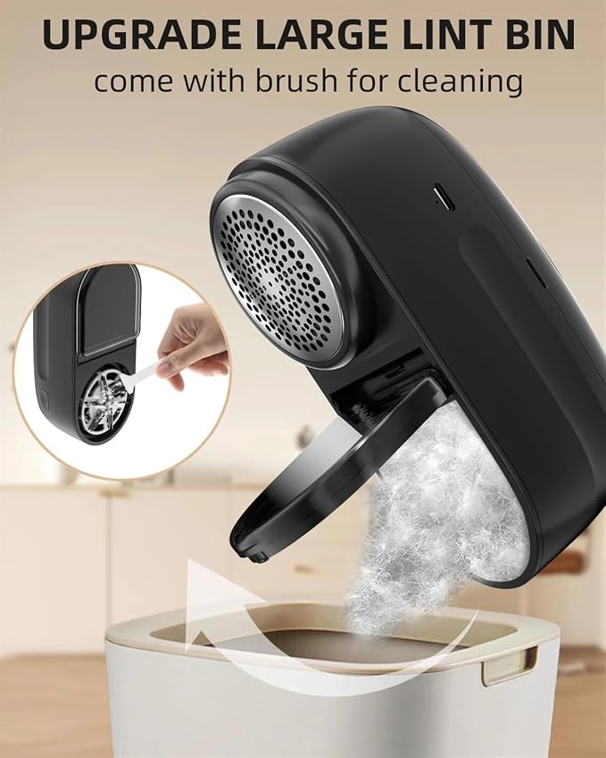 Fabric Shaver Lint Remover and Lint Brush Rechargeable, 2600mAh Portable Sweater Defuzzer Lint Shaver, 2-Speed Adjustment, Removes Lint, Pill, & Fuzz (Color : Black)