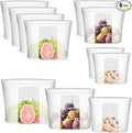 8-Pack Reusable Silicone Food Storage Bags, 100% Silicone Stand-Up Wide-Open Zip-Lock Reusable Storage Bags for Food, Freezer Microwave Oven Dishwasher Safe, Translucent, 4M 2S 2XS