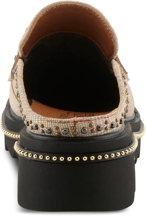 Spring Step L'Artiste Women's Clogona | Leather and suede upper with studded trim, slide-on closure, microsuede lining and insole, and polyurethane outsole