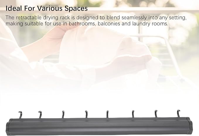 Space Aluminum Retractable Wall Mounted Clothes Drying Rack 23.6 Inch No Drilling Hidden Laundry Drying Net for Bathroom Balcony (Gray)