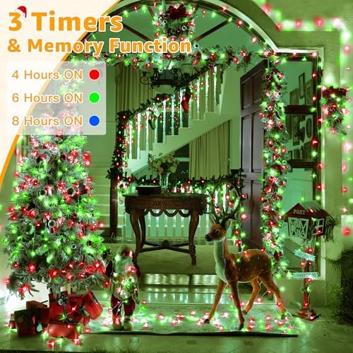 Ollny Christmas Lights Outdoor 800LED 262FT, Red and Green Plug in