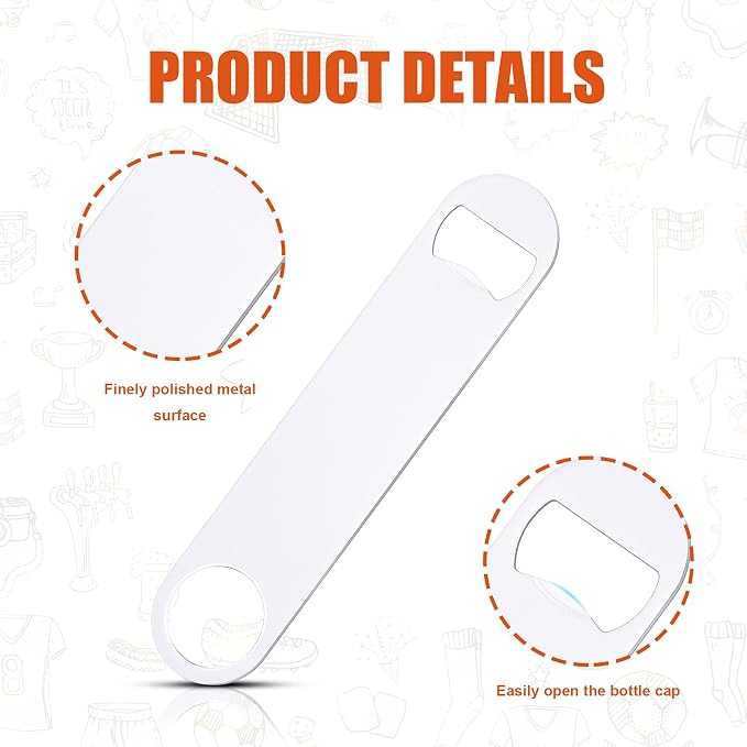 Geiserailie Sublimation Blank Bottle Opener Stainless Steel Flat Beer Bottle Opener for Kitchen Restaurant Personalized Sublimation Photo(White,8 Pieces)