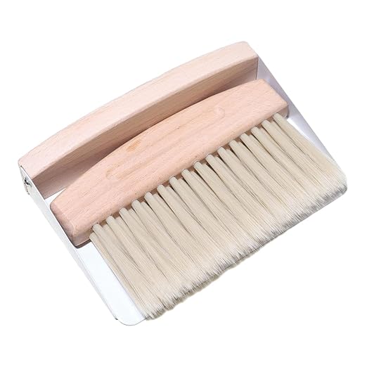 Dustpan Brush Set, Broom Dustpan Combo Wooden Handle, Black PET bristles(White Nylon Bristles)