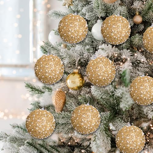 Lyrow 24 Pcs 4" Christmas Ball, Champagne Gold
