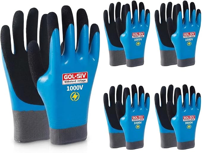 1000V Insulated Electrician Gloves, High Precision Safety Work Gloves for Circuit Handling & Assembly, Oil-Resistant Grip with Flexible Fit, 5 Pairs
