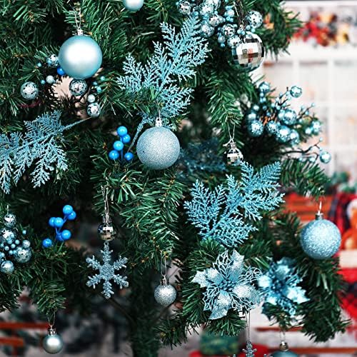 Sratte 94 Pcs Christmas Tree Ornaments Decoration Set,Blue