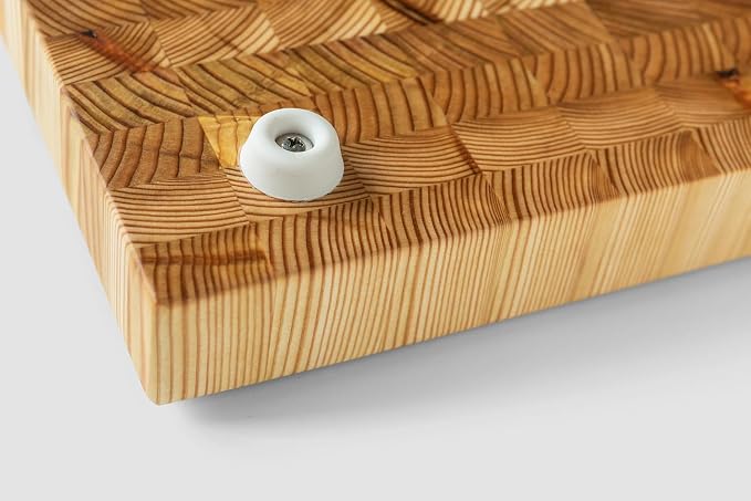 Larch Wood Canada End Grain Large Cutting Board, Standard Line, Handcrafted for Professional Chefs & Home Cooking, 21-5/8" x 13" x 1-3/4"