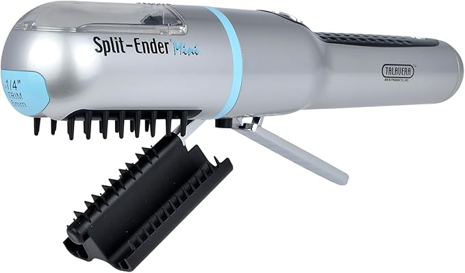 Split-Ender Mini Cordless Split End Hair Trimmer for Dry, Damaged, Brittle, or Frizzy Hair - Battery Operated Clipper for Straight and Curly Hair - Blue