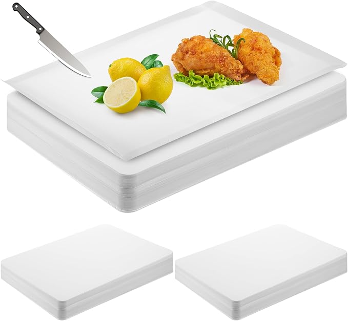 Hushee 120 Count Disposable Cutting Board Sheets 10 x 13 Inch Flexible Plastic Disposable Sheets Cutting Mat Large Chopping Boards for Kitchen Cooking Traveling Camping Tailgating BBQ