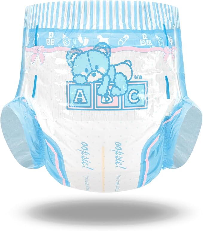 Littleforbig Adult Printed Diaper 2 Pieces Pack 3 Prints Random Assorted - Potty Pants (Medium 28"-38")