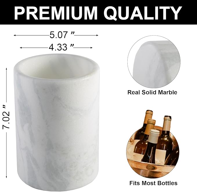BCS Marble Wine Bottle Chiller - Versatile Wine Chillers for Bottles - Applicable to Kitchen Utensil Holder/Makeup Brush Holder/Pen Holder for desk That Also Serves as Lamp Shade