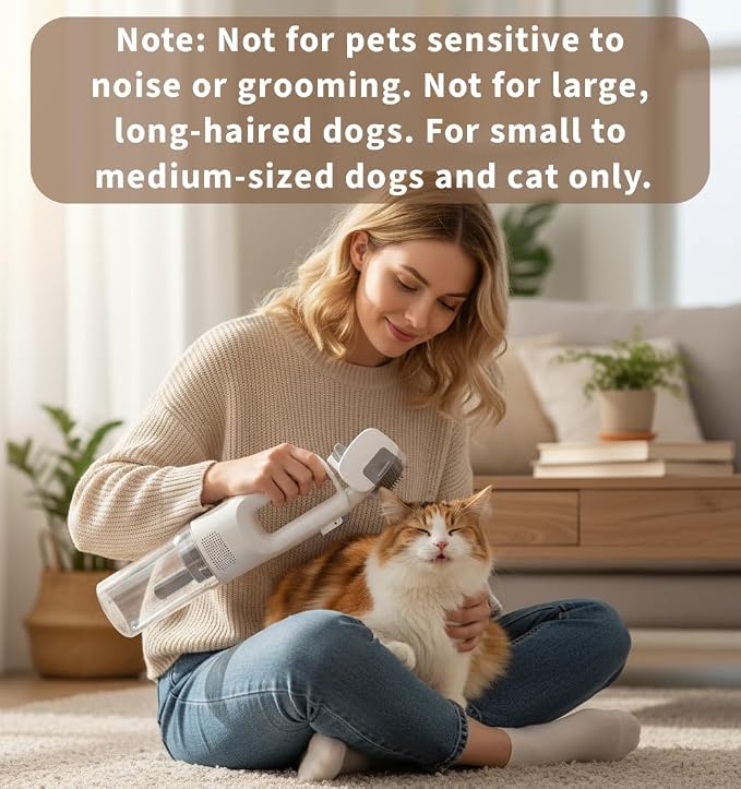 [2026 Version]Dog Vacuum for Shedding Grooming- 5 in 1 Cleaning Slicker Brush for Dogs & Cats Deshedding Vacuum Brush with 5 Pet Grooming Tools for Shedding Pet Hair, Home Cleaning Grooming Supplies