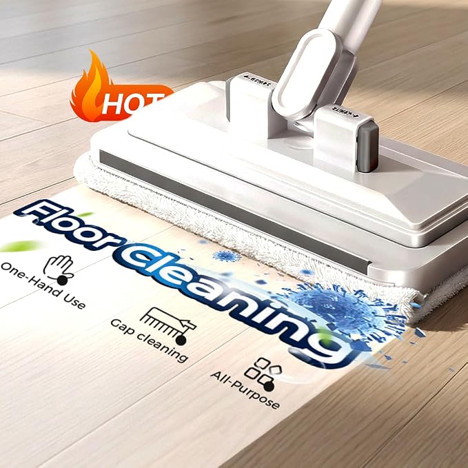 Hands-Free Multi-Purpose Flat Mop, 2026 Convenient Cloth Changing Mini Mop Long Handle Wet and Dry Flat Mopping, Sweeper Stick Lightweight Snap for Corners Multi Surface (37’‘)