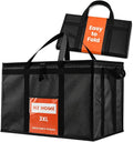 Insulated Food Bag, Portable Cooler Tote (3XL, Black, 1 Pack) | Large thermal bag, For cold & hot food, Soft sided cooler, Heavy duty carrier, Grocery shopping, Food delivery, Catering bag