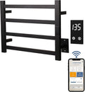 Topdattion Smart Wireless Electric Towel Warmer | Blade Thin 4 Bar Design | Hardwired & Plug-in | Alexa & Google Home Compatible | Matte Black Finish