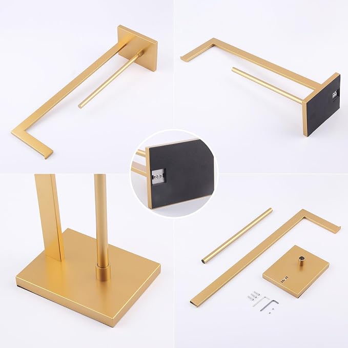 GERZWY Gold Toilet Paper Holder Free Standing with Reserve Stainless Steel Tissue Roll Holder Floor Stand Storage DZY004-BE