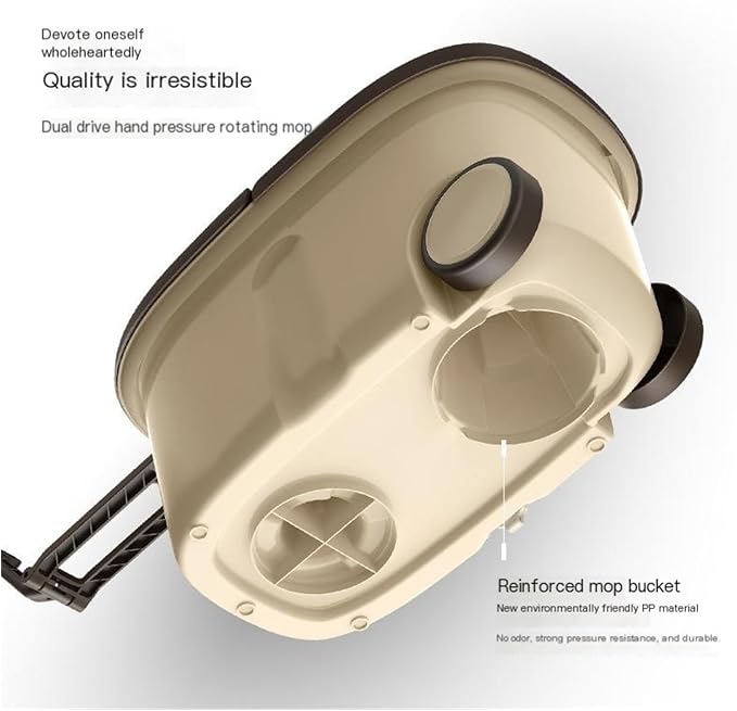 360 Degree Rotatable Stainless Steel Flat Mop and Bucket Set with Microfiber Pads, Self-Squeeze Floor Cleaning System
