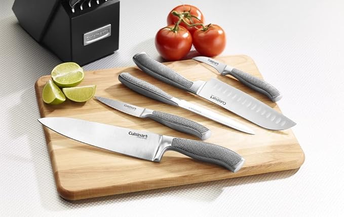 CUISINART Block Knife Set, 15pc Cutlery Knife Set with Steel Blades for Precise Cutting, Lightweight, Stainless Steel, Durable & Dishwasher Safe,C77SS-15P