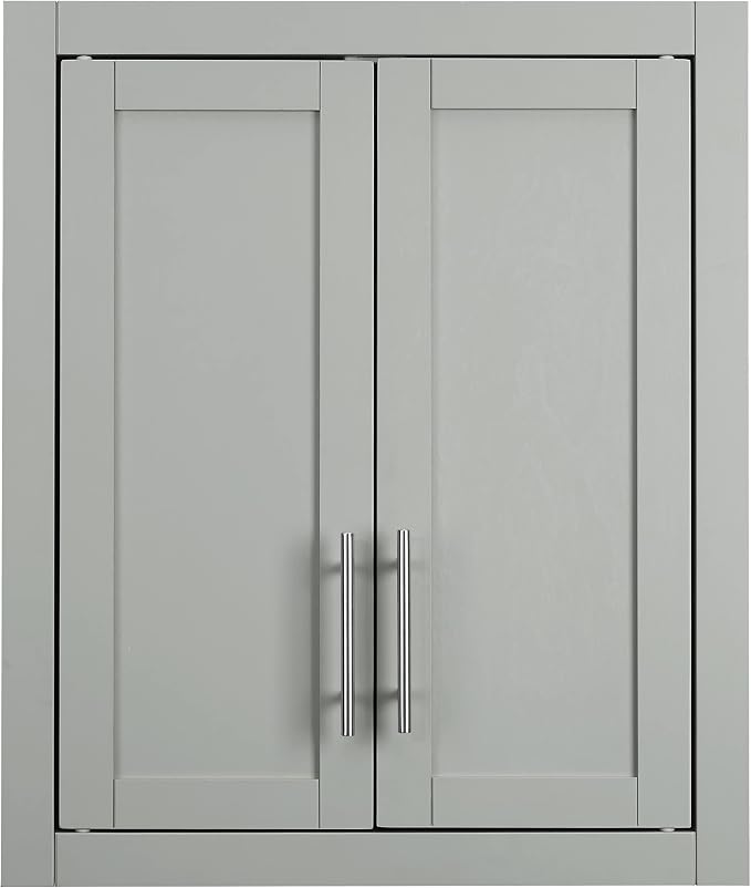 Crosley Furniture Savannah Wall Mounted Bathroom Storage Medicine Cabinet with Shelves, Gray