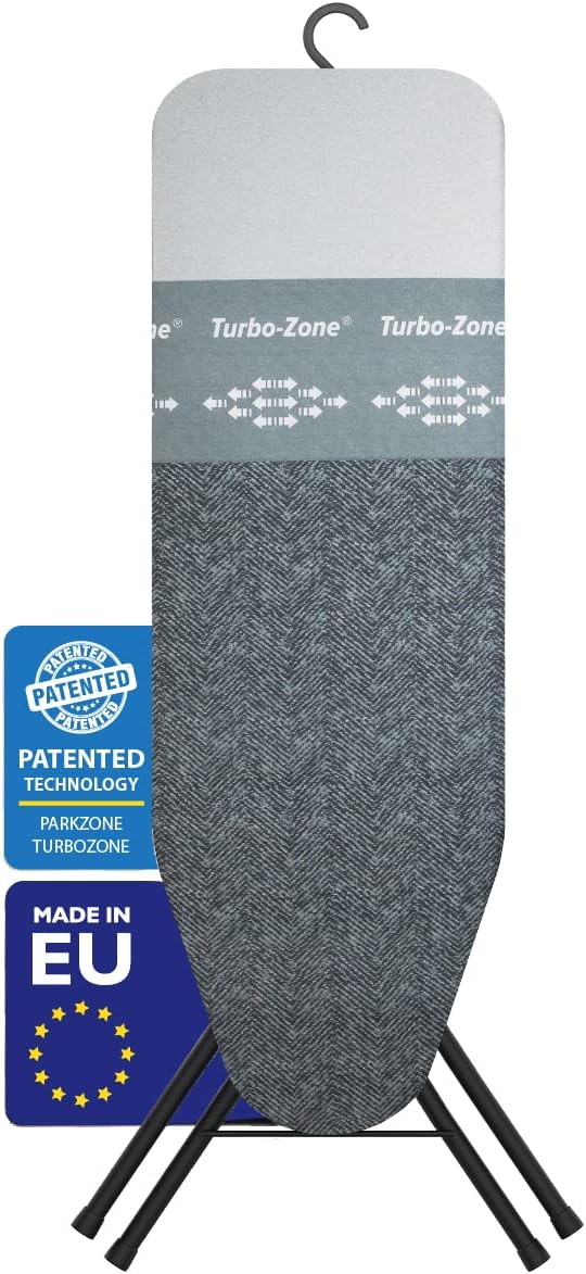 Bartnelli Pulse Ironing Board with New Patent Technology | Made in Europe with Patent Fast-Glide Turbo & Park Zone, with Smart Hanger, 4 Layer Cover Pad | 4 Premium Steel Legs (Size 43x13)