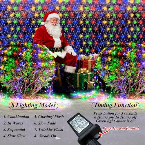 400LED Net Lights Outdoor, 13ft x 13ft Large Christmas Net Lights 8 Modes