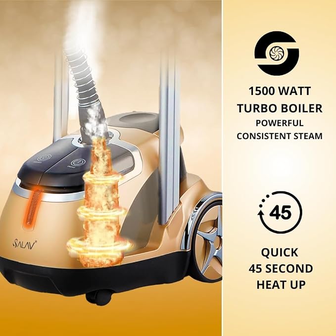 SALAV Garment Steamer with Foot Pedal Controls, 1hr Continuous Steam, 1500W