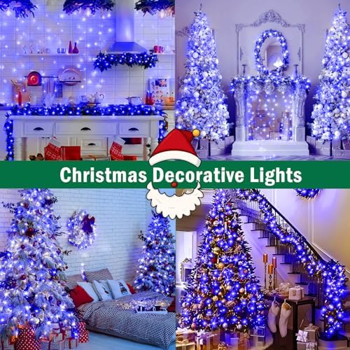 SAUIRS 197FT 500 LED Christmas Lights Outdoor String Lights with 8 Modes Timer Waterproof Fairy Light Plug in for Outside Indoor Party Xmas Palm Tree Yard Wedding Decorations(Blue)