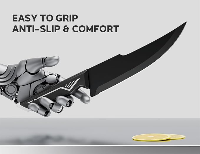 ASETY Kitchen Knife Set, 15 PCS Knife Block Set, Dishwasher Safe, White | Razor Sharp Knives, Wood Knife Block with Built-In Sharpener, Stainless Steel, Ergonomic Handle, Elegant Box for Men Women