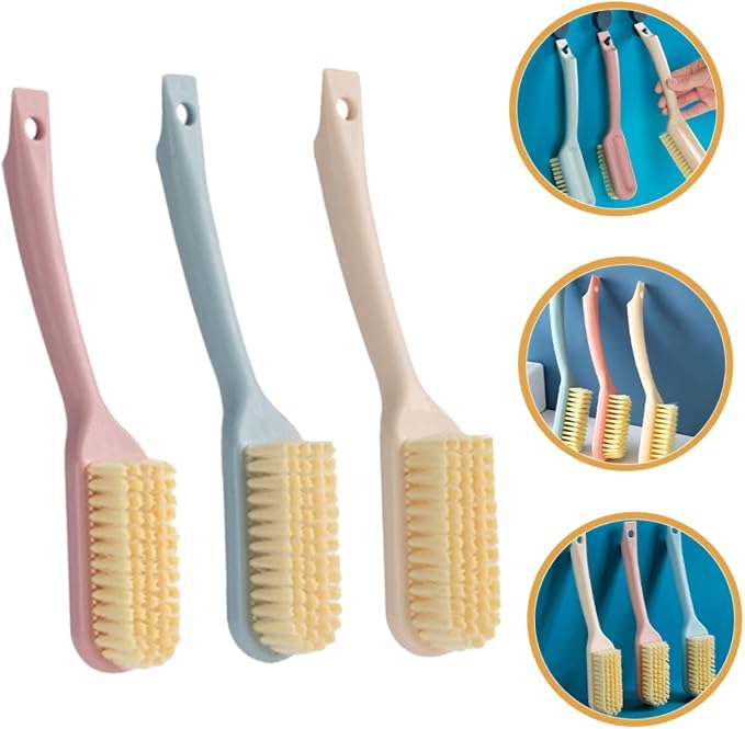 GALPADA 3pcs Multipurpose Shoe Brush Ergonomic Handle Scrub Brushes for Removal Soft Bristles for Household Shoe Care