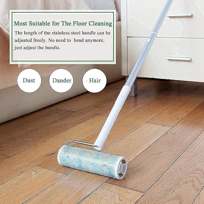 802 Long Handle Lint Roller with 4 Rolls of 120 Sheet Refills in Total