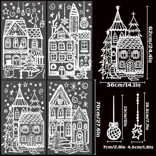 DIYDEC 15.7 * 27.5'' Large White House Christmas Window Stickers for Glass