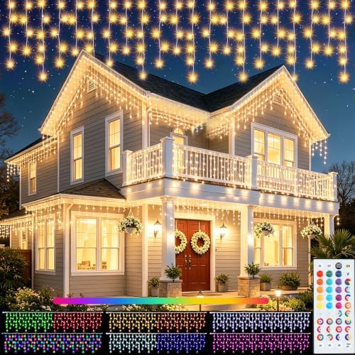 Pooqla 35 Colors Icicle Lights for Outside, 48FT Icicle Christmas Lights
