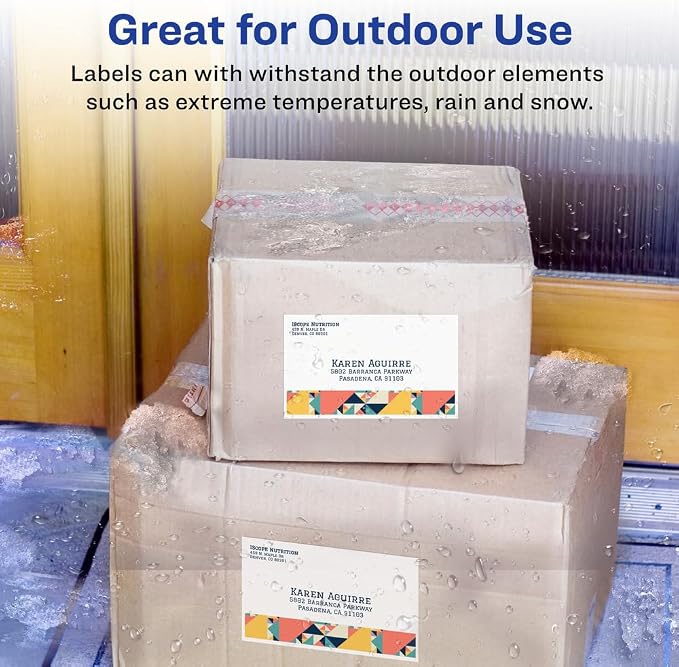 Avery Durable Waterproof Shipping Labels with Sure Feed Technology, 5.5" x 8.5", White, Laser Compatible, 100 Blank Labels per Pack, Great for Mailing, Branding, and More (5-Pack of 5526)