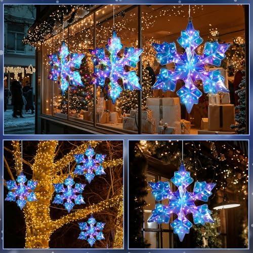 Nuanchu 1 Pcs 25" Large Pre-lit Christmas Snowflake Light Decoration, Laser