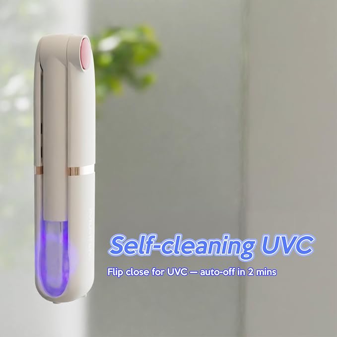 Foldable Travel Electric Toothbrush, Self Cleaning Toothbrush | Battery Operated, Blue LED Light, Whitening Toothpaste, 3 Sonic Modes with Smart Timer, 6 Replacement Brush Heads