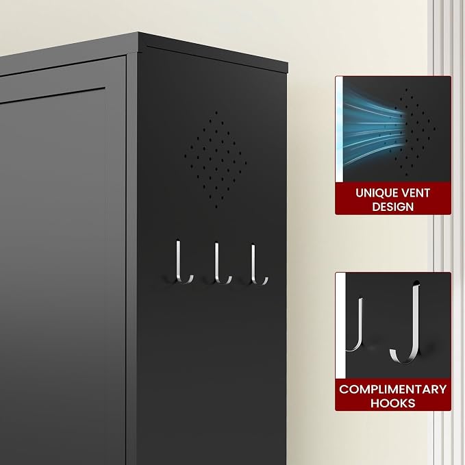 AQY Kitchen Pantry Cabinet,Black 73" Tall Pantry Storage Cabinet with Doors and Adjustable Shelves, Metal Food Pantry Cabinets with Handle, Freestanding Cupboard for Living Room-Assemble Required