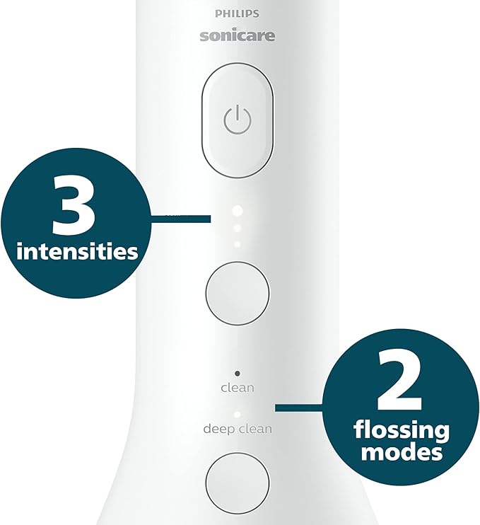 Philips Sonicare Cordless Power Flosser 3000 + 2 Additional Nozzles (4 Total) White, HX3827/21