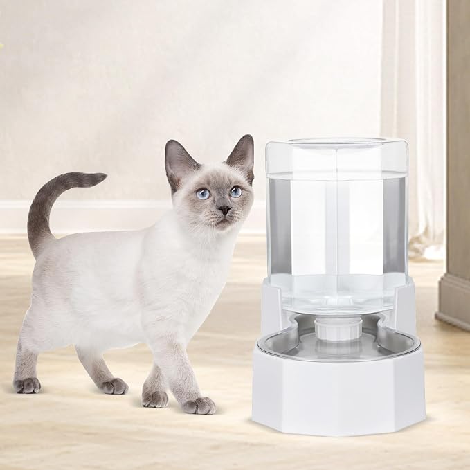 Sfozstra 4L Stainless Steel Gravity Water Dispenser:Cat Bowl | Stainless Steel, for Dogs & Cats, Bedroom Kitchen Corner Crate Area, No Electricity Required, Easy to clean