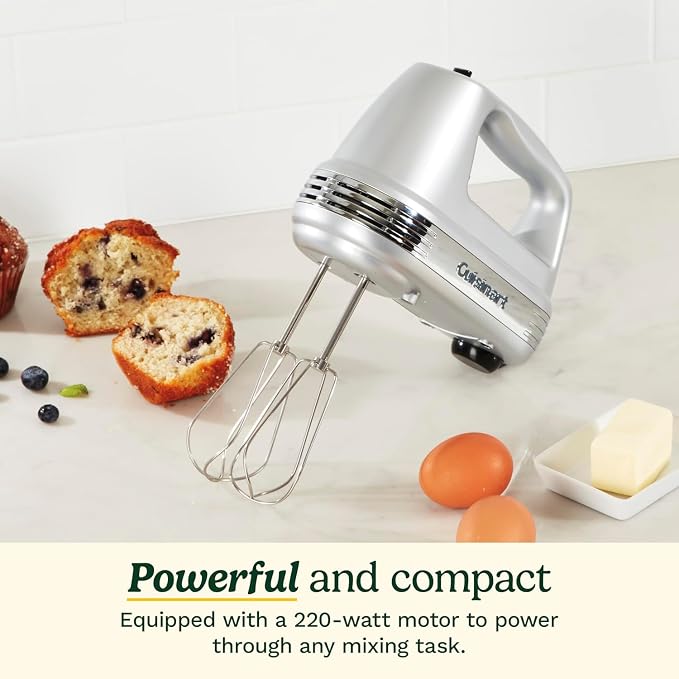Cuisinart Power Advantage Plus 9-Speed Hand Mixer, 220W-Motor Hand Blender Electric Mixer with 9 Speed Settings, XL Dishwasher-Safe Beaters, 3 Low Mixing Speeds, Storage Case, Cream