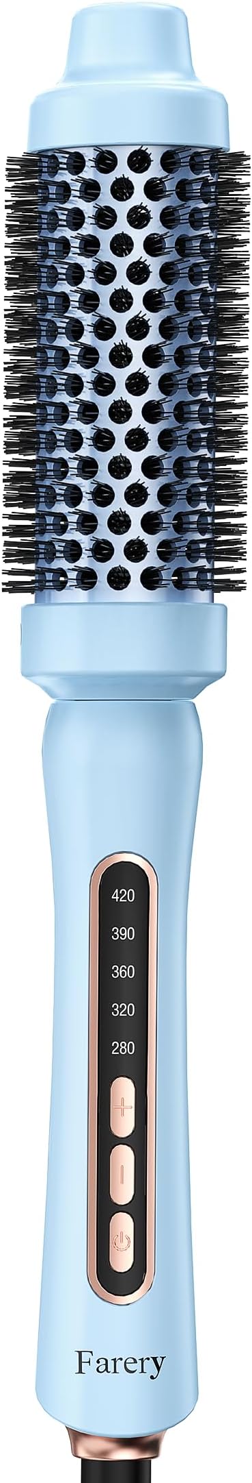 Farery Thermal Brush 1.5 Inch for Short to Medium Hair, Heated Round Curling Iron with 5 Heat Settings Up to 420°F, Hot Styling Tool for Curls Bangs Volume Flips, Dual Voltage Travel