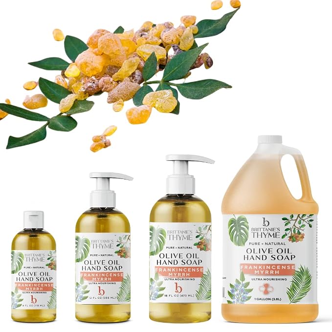 Brittanie’s Pure Castile Liquid Soap Refill, Frankincense, 12 Ounce 3 Pack | Dish Soap, Hair & Body, Home, Gentle and Pure, Made with Natural Luxurious Oils, Vegan & Gluten Free Non-GMO
