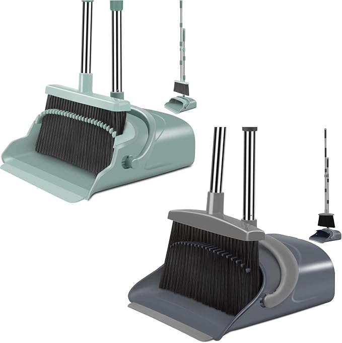 2 Set Broom and Dustpan Set, Broom with Dustpan, Dustpan Comb, Broom with Dustpan Indoor or Outdoor Broom