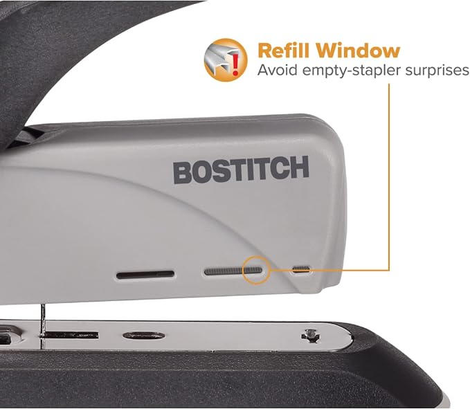 Bostitch Office 60 Sheet Heavy Duty Stapler - Two Fingers, No Effort, Spring Powered Stapler - Gray (1200)