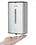 AIKE Heavy Duty Automatic Soap Dispenser,33.8oz for Bathroom,Brushed Steel | 5-Level and Savety Key for Commercial(4*AA Batteries Not Included),Screw Wall Mount for Space-Saving,Stainless Steel AK1207