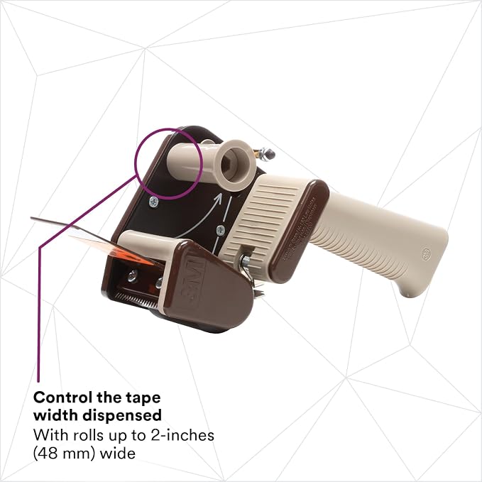 3M Scotch Low Noise Tape Dispenser H150 for Quiet or Recurrent Use, Pistol Grip Design, High-Impact Resistant, 2 in,Gray