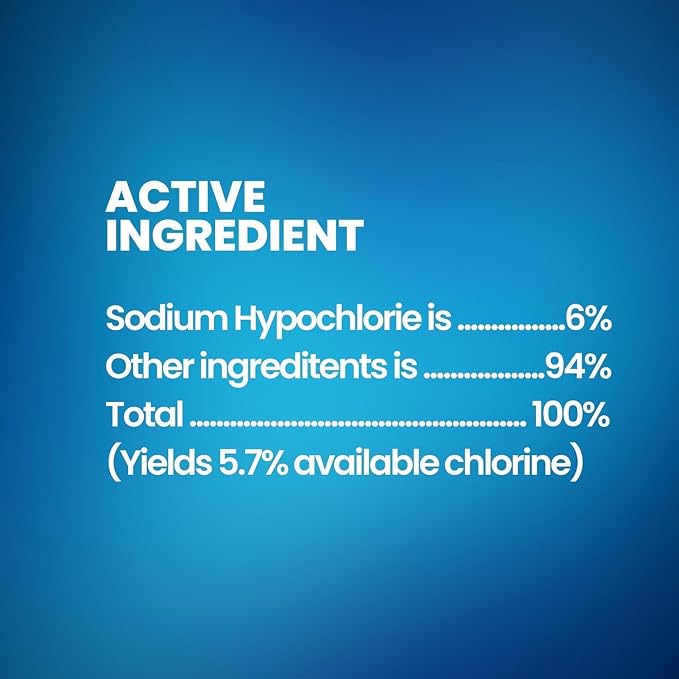 (6 Gallons) - Bulk Liquid Chlorine Bleach, for Laundry, Household and Commercial Cleaning, Multipurpose Cleaner, 1 Gallon Jugs. Ready to Use - Wholesale Bulk