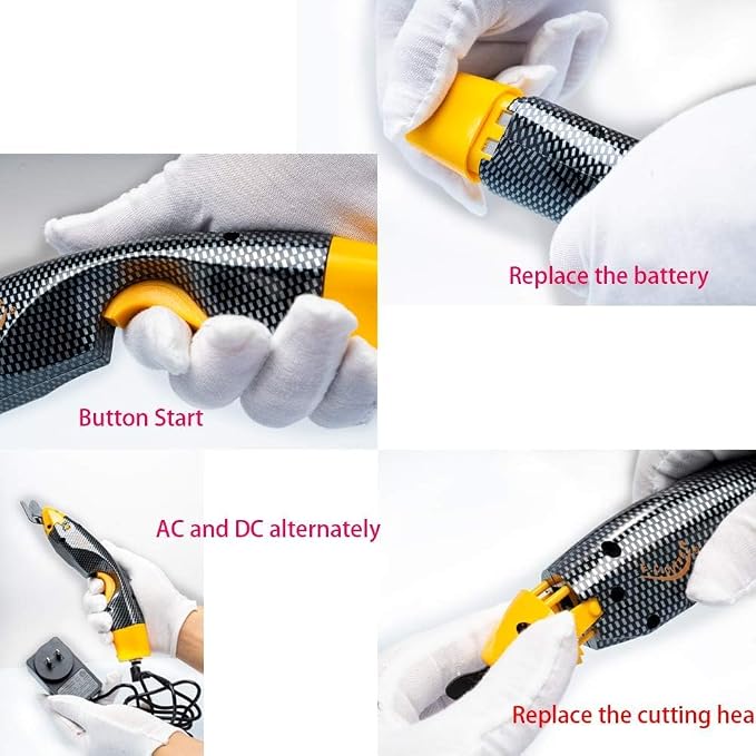 Electric Fabric Scissors Heavy Duty, Cordless Box Cutter Professional with 2 Blades, Rechargeable Lithium Battery for Cutting Fabric, Cardboard,Craft Sewing Tools (Scissors with one battery)