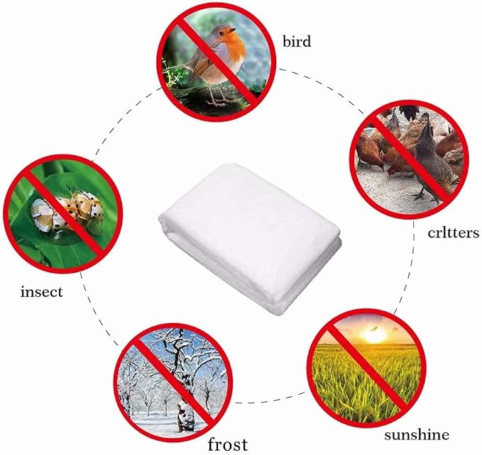 Agfabric Plant Covers Freeze Protection with Zipper 1.5oz 96"x96" Shrub Cover Winter Tree Jacket for Frost Protection&Season Extension,White