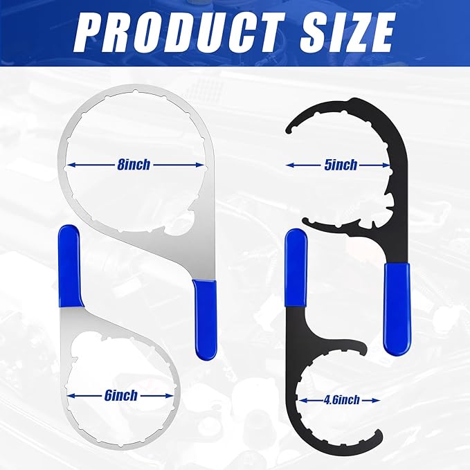 4 Pcs Fuel Filter Wrench Set, 4.6'' & 5'' & 6'' & 8'', Compatible with Various Fuel Filter Sizes Include Water Separator, Engines (Blue)