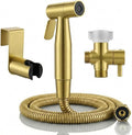 BARROCK Handheld Bidet Sprayer for Toilet, Stainless Steel Metal Made Baby Cloth Diaper Spraying Kit, Bathroom Toilet Bidet Attachment Set for Bathing Pets and Feminine Hygiene, Brushed Brass Gold
